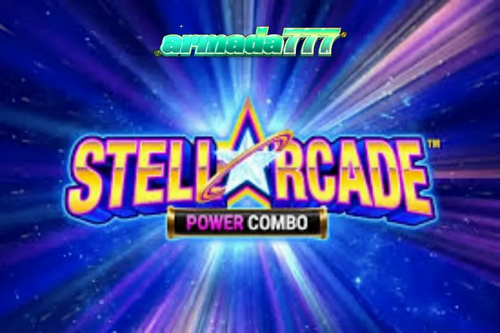 Tampilan visual slot Stellarcade Power Combo dengan tema neon luar angkasa